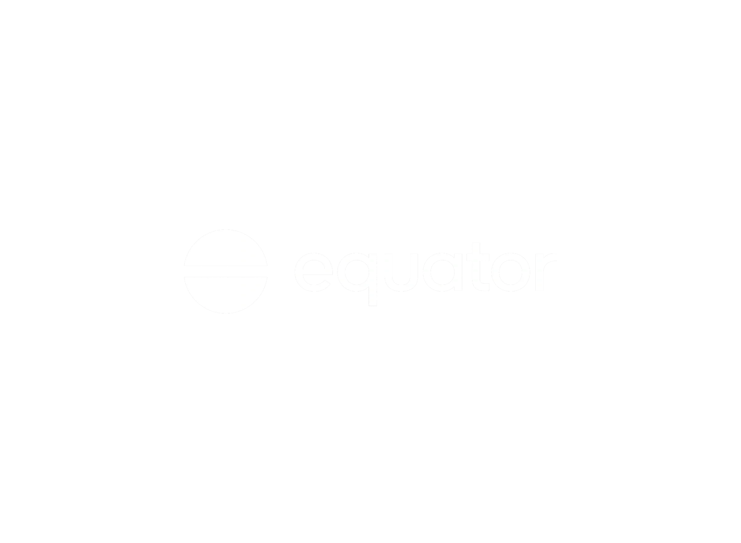 Equator brand: the horizon-line mark and wordmark in white